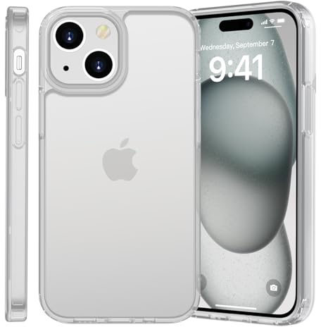 Kukiwhy für iPhone 15 Hülle, Matte Weiß | Stoßfest Militärstandard Schutzhülle Anti-Kratzen, Durchscheinende Rückseite Handyhülle, Anti-Fingerabdruck