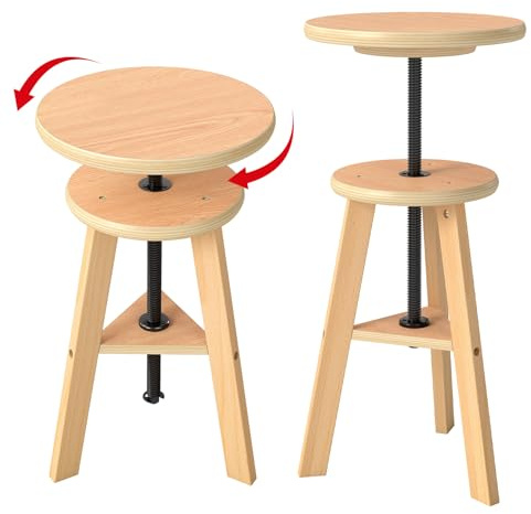 ybaymy 48-65 cm Höhenverstellbarer Malhocker, Zeichenhocker aus Buchenholz, Ø 30cm Rund Holz Drehhocker, Multifunktionaler Künstlerhocker für Künstleratelier Malerei Kunststudenten Küche Büro Bar