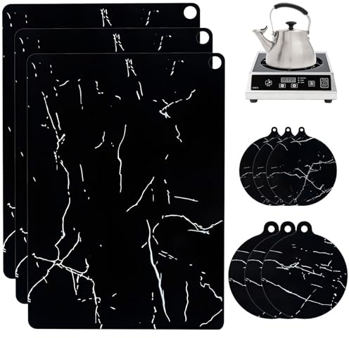 9 Pièces Protection Plaque Induction, Protege Plaque Induction, Protege Plaque de Cuisson, Tapis en Silicone pour Cuisine, Protection Plan de Travail Cuisine, Résistant à 230°C, Résistant aux Rayures