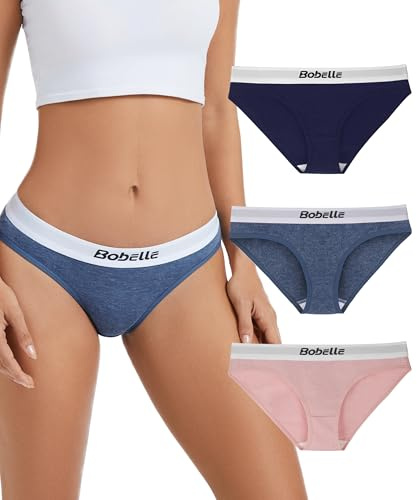 Bobelle Wear Merino Wool Underwear Women, Breathable Wooly Hipster Panties Low Rise Briefs Ladies Bikini Underwear 3 Pack
