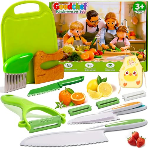 Goodchef Set de 11 Couteaux pour Enfants | Kit Couteaux Sécurité de Cuisine pour Enfants - 11 Pièces Couteau Montessori Enfants,Idéal comme cadeau(Crocodile)