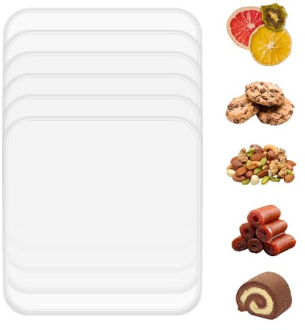 6 Pack Silicone Dehydrator Sheets, Food Dehydrator Trays, 11 x 11 Inch Dryer Sheets, Non-stick Fruit Leather Trays For Jerky, Fruit, Herbs, Swiss Rolls