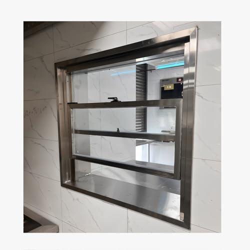 LVLDAWA Ventanas Empotradas Acero Inoxidable, Ventanas Expendedoras con Vidrio Templado, Ventanas Correderas Manija para Graneros Y Garajes.(100X80CM/39.4X31.5IN)
