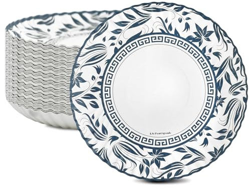 Cherypick Paper Plates 50 Pack 8.9 Inch Flower Printed Disposable Recyclable Paper Dinner Plates, Soak Proof, Cut Proof, Microwave Safe for BBQ, Picnic, Party and Family Gatherings