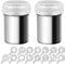 2 Stainless Steel Powder Shakers, SENHAI Mesh Shaker Powder Cans for Coffee Cocoa Cinnamon Powder with Lid, with 16 pcs Printing Molds Stencils