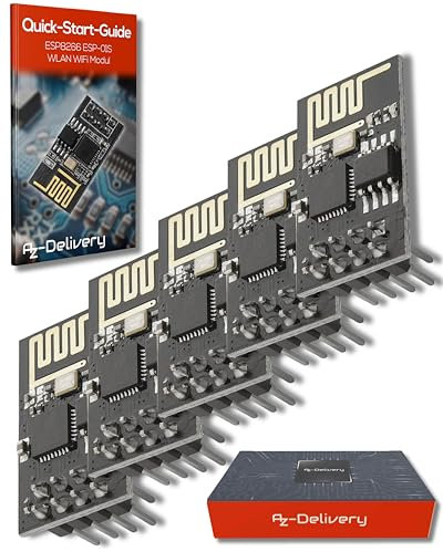 AZDelivery 5 x ESP8266 ESP-01S WLAN WiFi Modul kompatibel mit Arduino und Raspberry Pi inklusive E-Book!