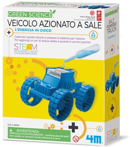 4M Green Science - Salzwasser Truck - Nachhaltige Energie für Kinder, Spielzeug Set zum Bau eines alternativen Antriebsfahrzeugs