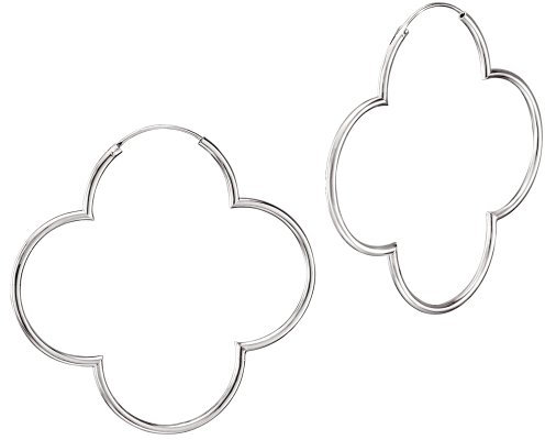 Vinani Damen Ohrringe 925 Silber - Creolen Blume glänzend groß Hoop Flower - 925 Sterling Silber für Frauen - 2CBM