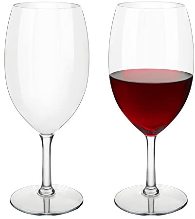 COOKY.D Verres à vin Blanc Rouge, Verres à vin en Tritan-plastique Incassables 570 ml, Lavables au Lave-Vaisselle, Lot de 4