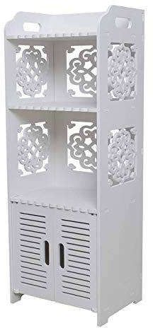 Bathroom Storage Cabinet Floor Standing Waterproof Organizer Rack Book Shelf White Robust Bathroom Furniture for Living Room Bedroom, Kitchen Hallway Silm Tall Cupboard Home Store