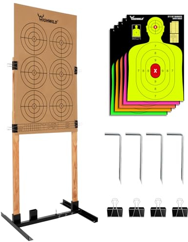 Highwild Adjustable Target Stand Base for Paper Shooting Cardboard Silhouette H Shape Stand Base for Shooting Range 1x2 Wooden Target Station Setup - 1 Pack