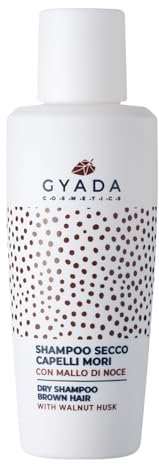 GYADA COSMETICS, Shampoo Secco Capelli Mori, Lenitivo e Rinvigorente, Dona Volume e Freschezza, per Capelli Mori, con Mallo di Noce, Aloe Vera, Vitamina B5 e Amido di Riso, 50gr