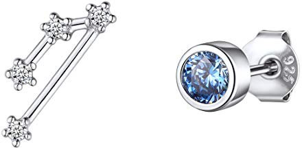 ChicSilver damen Ohrstecker aus 925 Sternbild-Ohrringe Stier Ohrstecker mit Tansanit Stein für Sie und Ihre Liebe Vlaentinstag Geschenke
