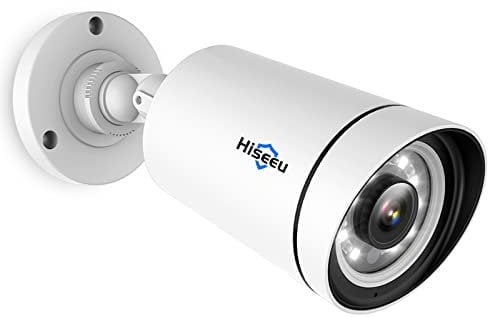 Hiseeu 5MP PoE Security Camera Color Night Vision,IP66 Waterproof Outdoor Security Camera,Two-way Audio,Smart Alerts,Work with Hiseeu PoE CCTV System