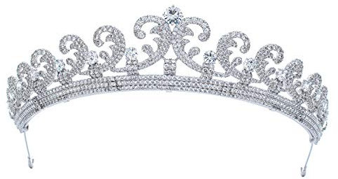 Sepbridals Kristalle CZ Zirkonia Hochzeit Prinzessin Diana Tiara Krone Diadem Braut Haarschmuck Zubehör CH10327