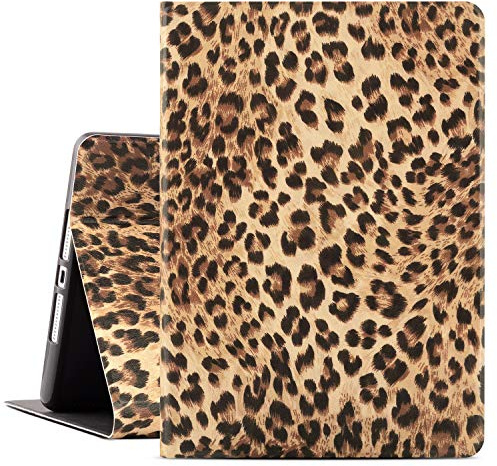 iPad 9th/8th/7th Generation Case - 10.2in Case for Women, Leopard Pattern, Multi Viewing Stand, Auto Wake/Sleep