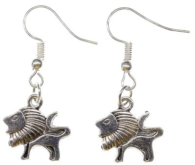 Miniblings Löwe Brüllend Ohrringe Hänger Leo Katze Raubtier Afrika Löwen Silbern - Handmade Modeschmuck I Ohrhänger Ohrschmuck versilbert