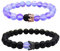 UEUC Paar Distanz Armbänder mit CZ Crown King & Queen Seine Freundschaft Schwarz Matt Achat Stein 8mm