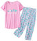 PNAEONG Damen-Pyjama-Set, Nachtwäsche, Oberteil mit Caprihose, lässiger und lustiger Aufdruck, Rosa Kaktus, L