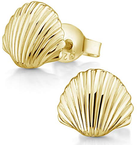 MATERIA Muschel Ohrringe Gold - goldene Stecker Damen klein vergoldet Modeschmuck SO-415-Gold