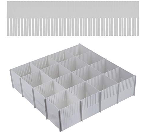 Elinala Schubladenteiler, Schubladen Trennsystem, 10PCS Plastic DIY Adjustable Grid Drawer Divider zum Aufbewahren und Sortieren (Grau, Höhe 11CM)