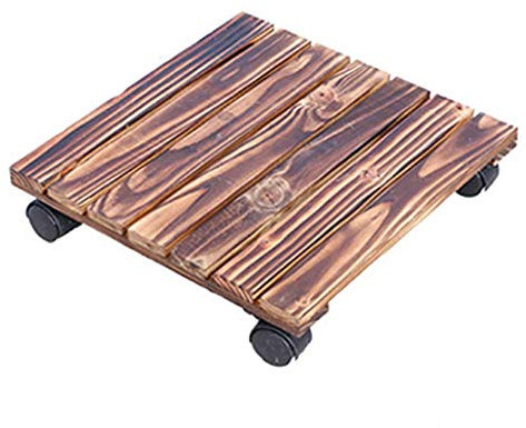 FZYE Plateau de Pot de Fleur - Pot de Fleur à Rouleau extérieur de Patio Rotatif à 360 degrés 5 Tailles de Roues de Support en Bois de Chariot à Plantes carrées Robustes (Taille: 50x50c
