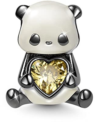 GNOCE Panda Umarmt Herzförmige Edelstein Charm Bead Sterling Silber Fit Armband/Halskette Schmuck Geschenk Für Frauen Mädchen Tochter Herren