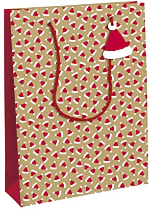 Clairefontaine X-30897-2C - Geschenktasche 26,5x14x33 cm, ideal für Weihnachten, Weihnachtsmützen, 1 Stück