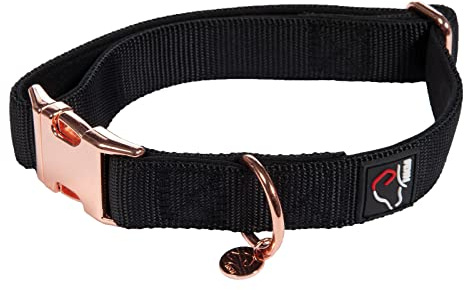 Hkm Anam Cara- Nylon Dog Collar Black/Rose Gold XS/S