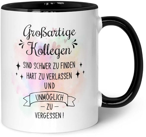 GRAVURZEILE Tasse mit Spruch - Großartige Kollegen - Abschiedsgeschenk Kollegen - Geschenke für Arbeit Büro - Geschenk für Ex-Kollege Kollegin Kündigung Jobwechsel - Farbe: Schwarz & Weiß