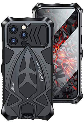 CeeEee iPhone 14 Pro Max Hülle 2022 360 Grad Outdoor Schutzhülle Case für iPhone 14 Promax Integrierte Stoßfeste Metall und Silikon Handyhülle - Schwarz