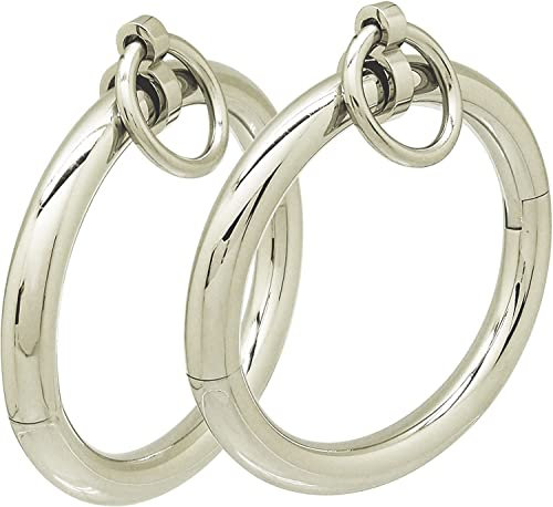 Edelstahl Handgelenk Manschetten Armband abschließbarer Armreif mit abnehmbarem O-Ring Restraints Armbänder (60MM X 50MM, Polished Silver)