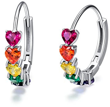 VONALA Regenbogen Creolen Ohrringe für Frauen 925 Sterling Silber Bunte Huggie Creole Ohrringe Schmuck Geschenke für Mädchen Damen