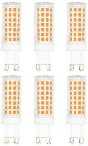 TRIJZHOU 6 Pack G9 LED Light Bulbs 60W Equivalent Halogen Warm White 3000k 5W 600 Lumen 220V 230V 360° Beam Angle Energy Saving Bulb
