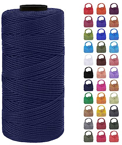 LEREATI Corde Macramé 1.5mm x 200m Fil Macramé Fil pour Bracelet Ficelle de Satin Polypropylene Brillante, Cordon pour Bracelet Bricolage Sac à Tricoter Porte-Plantes Décorations (Bleu foncé)