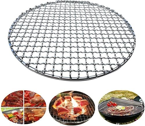 Uteruik Runde Grillmatte aus Edelstahl, Grill-Drahtgitter, Heim-Bratnetnetze, Speck-Grillwerkzeug, Gitter, Eisen-Netz, antihaftbeschichtet, Grillmatte, Zubehör, 16,5 cm, 1 Stück