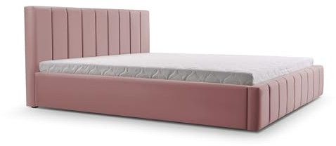 mb-moebel Lit Double capitonné en Velours avec tête de lit, sommier à Lattes, lit Adulte LIT 01-160x200 - Misty Rose (Trinity 23)