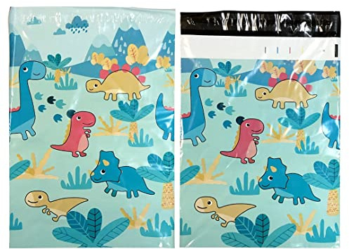 Designer Poly Mailer Bag Mailing Postal Bags Gifts Shipping Wrapping Design Pattern Envelope for Mail [Pack of 100](10 x 13 Inch,Dinosaur)