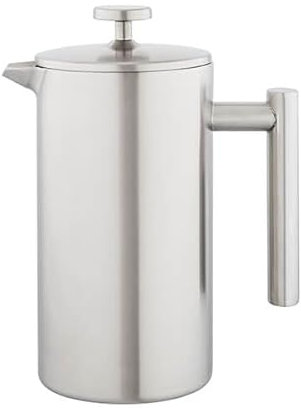 Stellar Double Wall Matt Stainless Steel Cafetiere – 900ml Stainless Steel Insulated French Press Coffee Maker