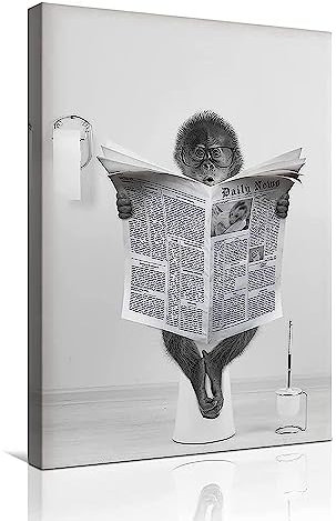 LPFNSF Badezimmer Bilder Bad Tier in der Badewanne Bild Lustige Wandkunst Drucke Leinwand Poster Dekoration des Badezimmers Ohne Rahmen. (Affe, 80x120cm)