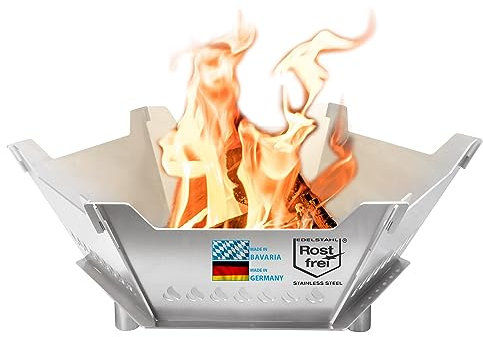 Feuerschale Hexagon | Balkongrill | Plancha | Feuerplatte | Zerlegbar | Edelstahl | Grillhöhe 27,5 cm
