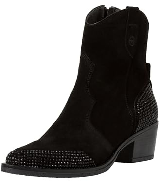 Tamaris Damen Boots mit Absatz Leder Blockabsatz; BLACK COMB/schwarz; 37 EU