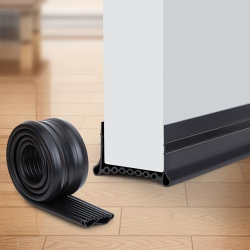 YOUSHARES Zugluftstopper für Türen Schwarz - 1m Silikon Türdichtung Für 3,5-4,4cm Dicke Türen mit einem Spalt unten von 0,8-1.5cm geeignet, Luftzugstopper Selbstklebend für Tür Dichtung Unten