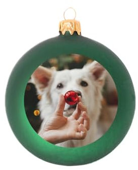 Weihnachtskugel individuell mit ihrem Text oder Foto - Ø 9cm aus Glas - Christbaumkugel mit Digitaldruck (Seidenmatt) (Grün, 1)