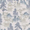 Japanese Pagoda Blue Grey Wallpaper - Floral Flowers Trees Oriental Traditional - Stylish Feature Wall
