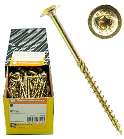 Tellerkopfschrauben mit ETA Spanplattenschrauben Holzbauschrauben TORX Turbo-Gewinde Sparrenschrauben (8 x 60 mm - 100 St.)