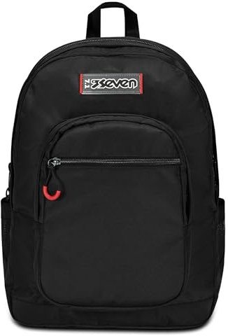 Seven Zaino Scuola Freethink, Nero, Unisex, Zaino Doppio Scomparto Con Supporto USB, Tasca Porta PC o Tablet e Tasca Porta Borraccia, Zaino Medie e Superiori