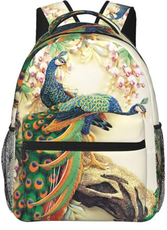 Law Of The Compass Navigations-Rucksack, leicht, Freizeit-Rucksack, Laptop-Rucksack, Reisetaschen, Mehrzweck-Rucksack, Unisex, tragbar, bequem, Orientalischer Pfau auf Blumenbaum., One size