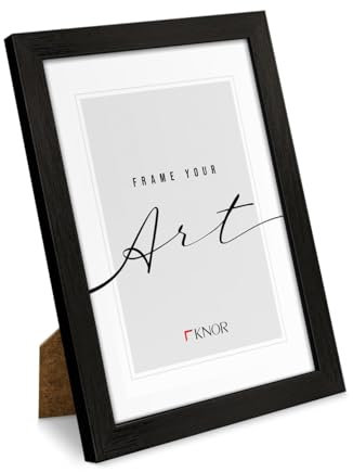 Knor Bilderrahmen 18x24 cm Schwarz, Bilderrahmen, Fotorahmen, bruchsicheres Acrylglas, Picture Frame 18x24, zum Aufhängen & Aufstellen, Kunststoffrahmen, Wand- und Tischaufstellung