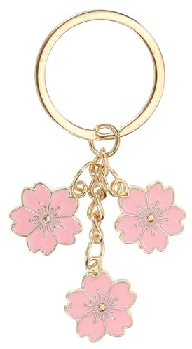 PATIKIL Porte-Clés Charme Fleur, Mignon Porte-Clés Émaillé de Cerisier en Fleurs Pendentif pour Femmes Cadeaux Décoration de Sac à Main, Rose